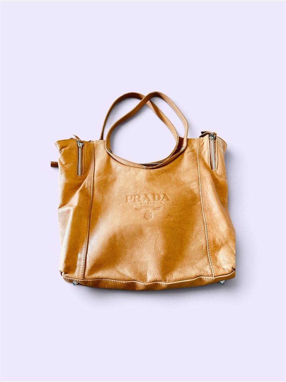 Cognac Leather Shoulder Tote